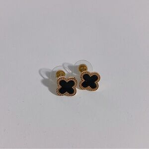 Gold and Black Clover Earrings
